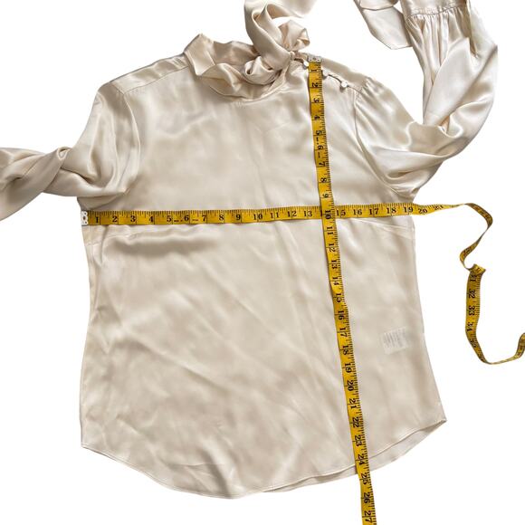 J.CREW COLLECTION CREAM SILK BLOUSE WITH TIE NECK WOMEN SIZE SMALL - Picture 8 of 14